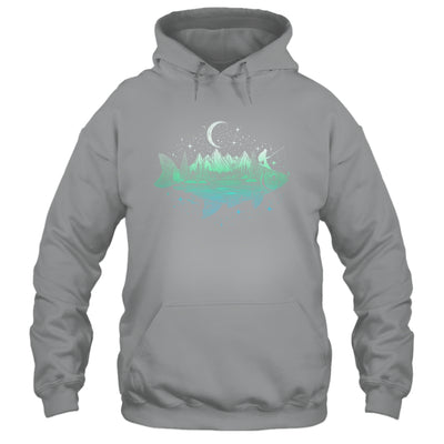 Cool Fish Shaped From Mountains Nature Scene Fishing Lover Shirt & Hoodie | teecentury