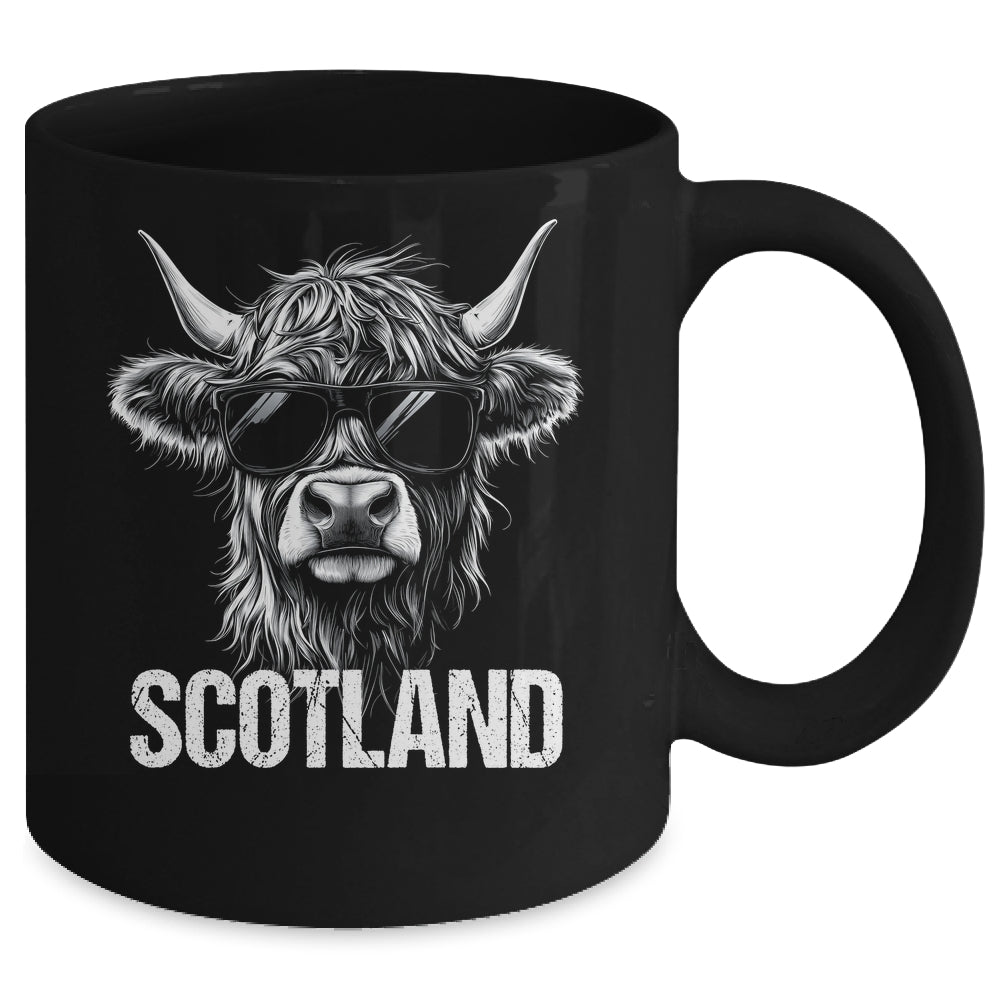Cool Highland Cow Scotland Travel With Sunglasses Funny Mug | teecentury