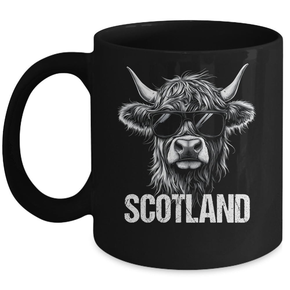 Cool Highland Cow Scotland Travel With Sunglasses Funny Mug | teecentury
