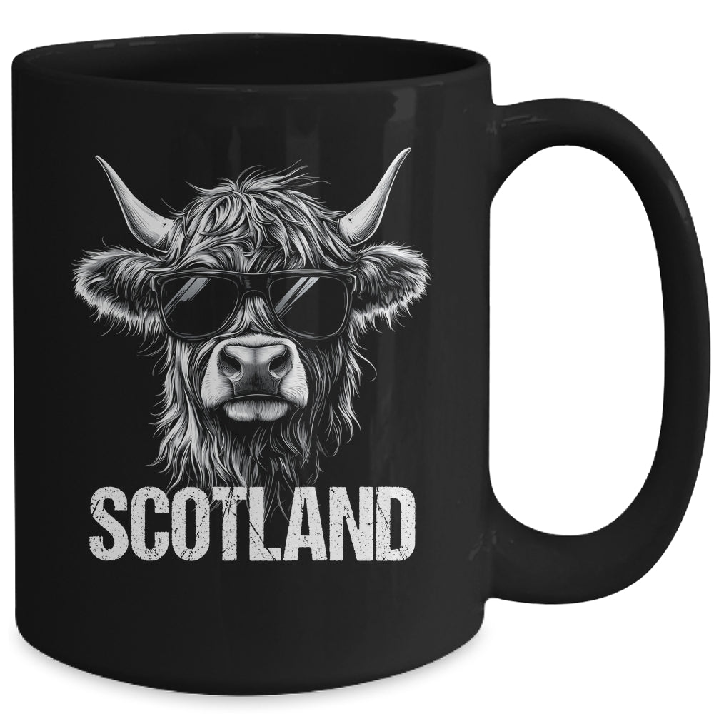 Cool Highland Cow Scotland Travel With Sunglasses Funny Mug | teecentury