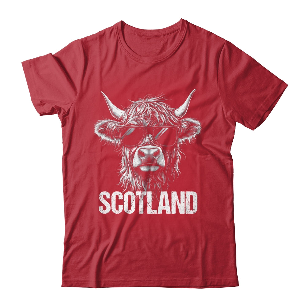 Cool Highland Cow Scotland Travel With Sunglasses Funny Shirt & Hoodie | teecentury
