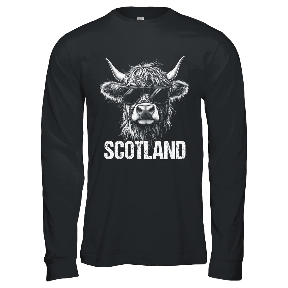 Cool Highland Cow Scotland Travel With Sunglasses Funny Shirt & Hoodie | teecentury