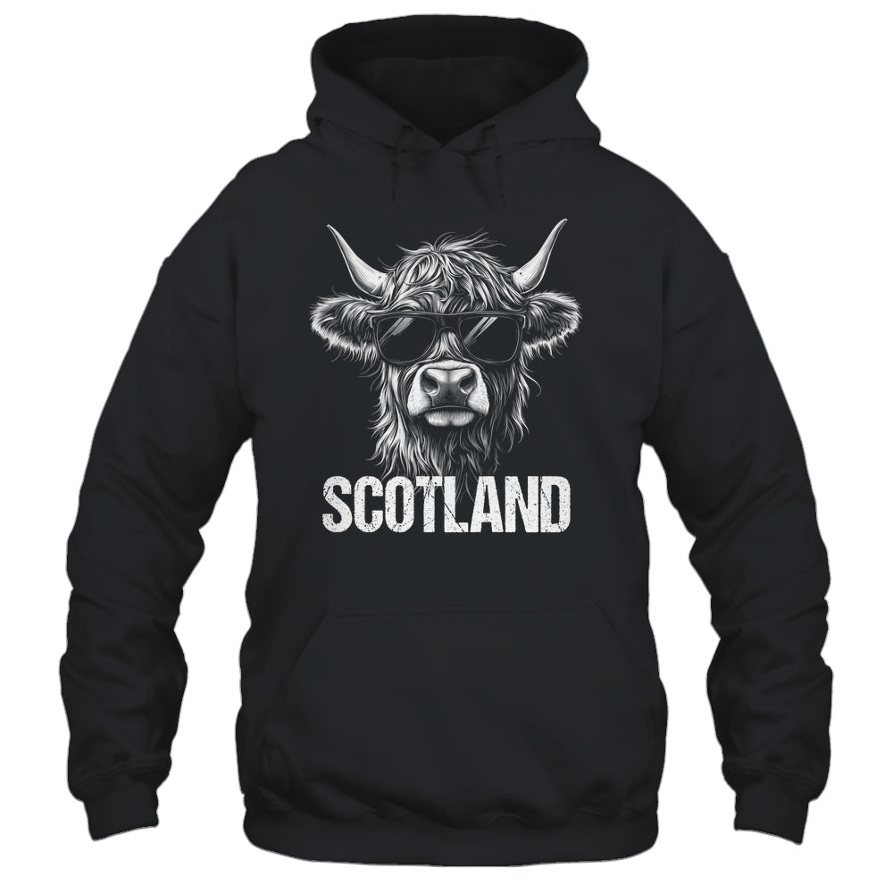 Cool Highland Cow Scotland Travel With Sunglasses Funny Shirt & Hoodie | teecentury