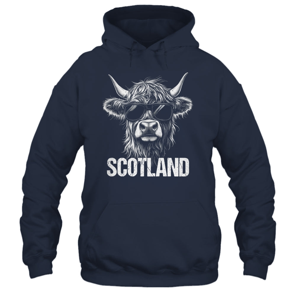 Cool Highland Cow Scotland Travel With Sunglasses Funny Shirt & Hoodie | teecentury
