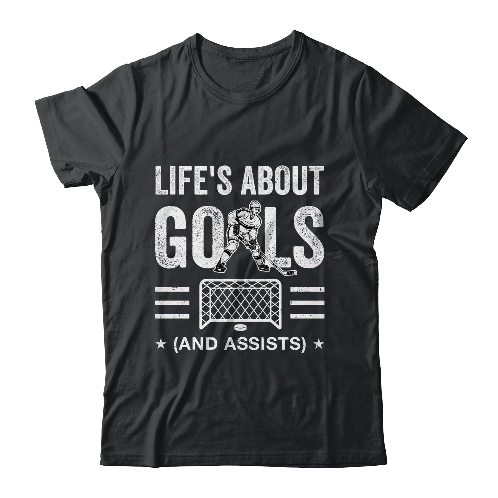 Cool Ice Hockey For Men Life's About Goals Goalie Sports Shirt & Hoodie | teecentury