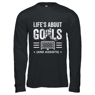 Cool Ice Hockey For Men Life's About Goals Goalie Sports Shirt & Hoodie | teecentury