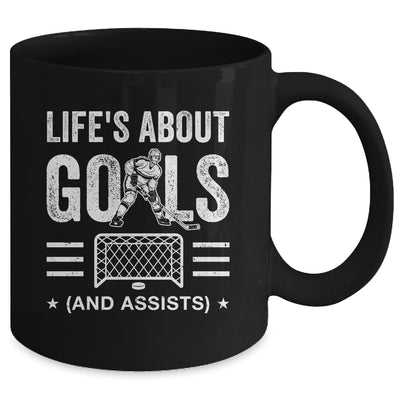 Cool Ice Hockey For Men Life's About Goals Goalie Sports Mug | teecentury
