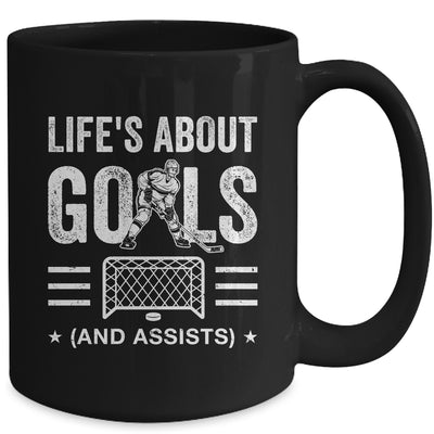Cool Ice Hockey For Men Life's About Goals Goalie Sports Mug | teecentury