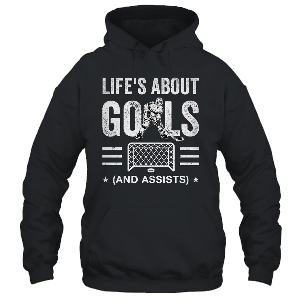 Cool Ice Hockey For Men Life's About Goals Goalie Sports Shirt & Hoodie | teecentury