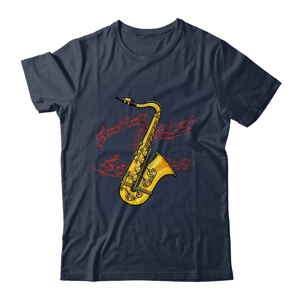 Cool Saxophone For Men Women Jazz Music Notes Musician Sax Shirt
