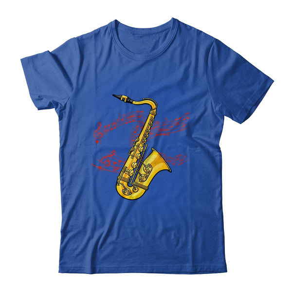 Cool Saxophone For Men Women Jazz Music Notes Musician Sax Shirt