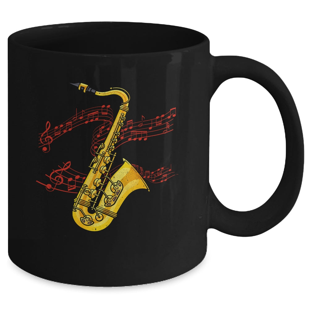 Cool Saxophone For Men Women Jazz Music Notes Musician Sax Mug | teecentury