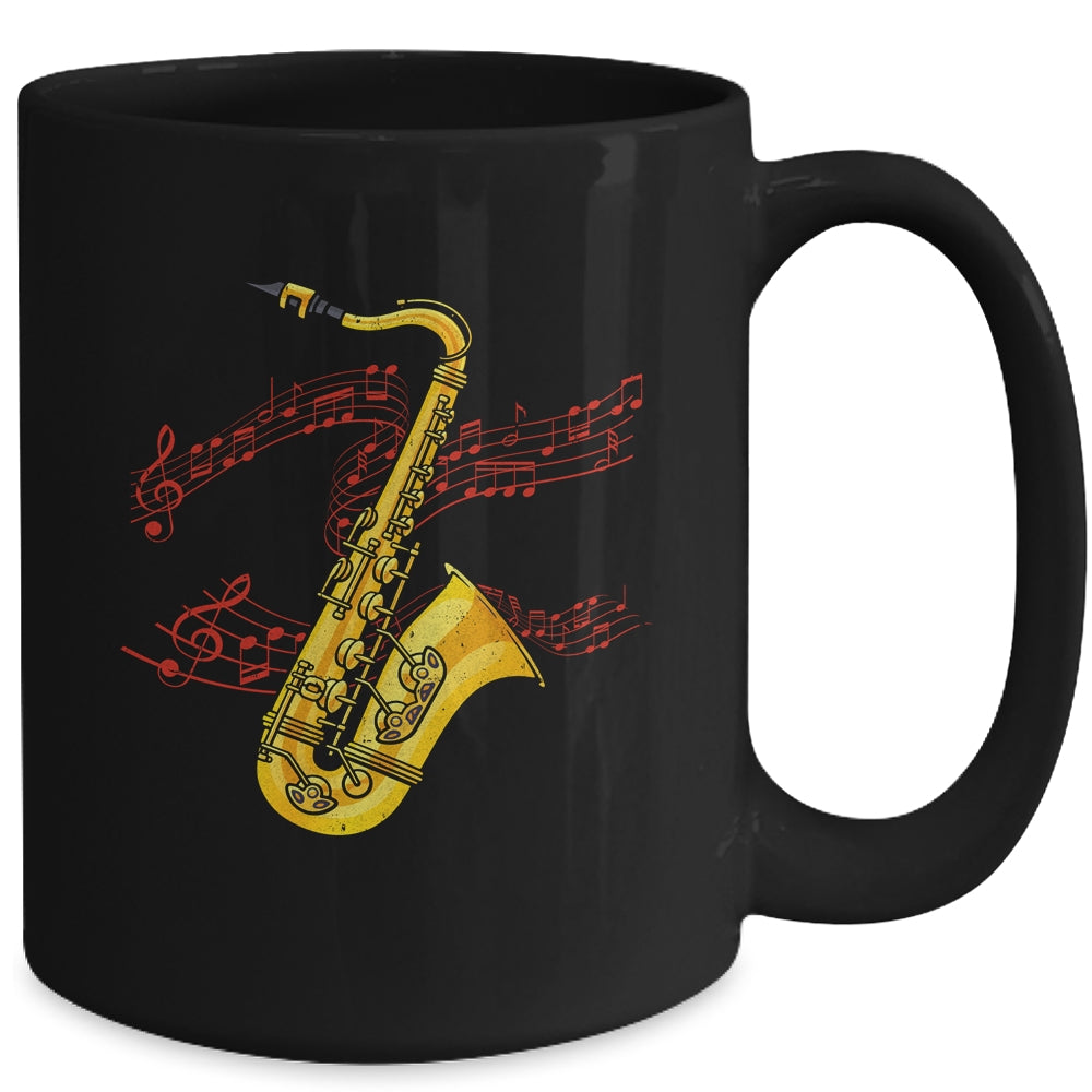 Cool Saxophone For Men Women Jazz Music Notes Musician Sax Mug | teecentury