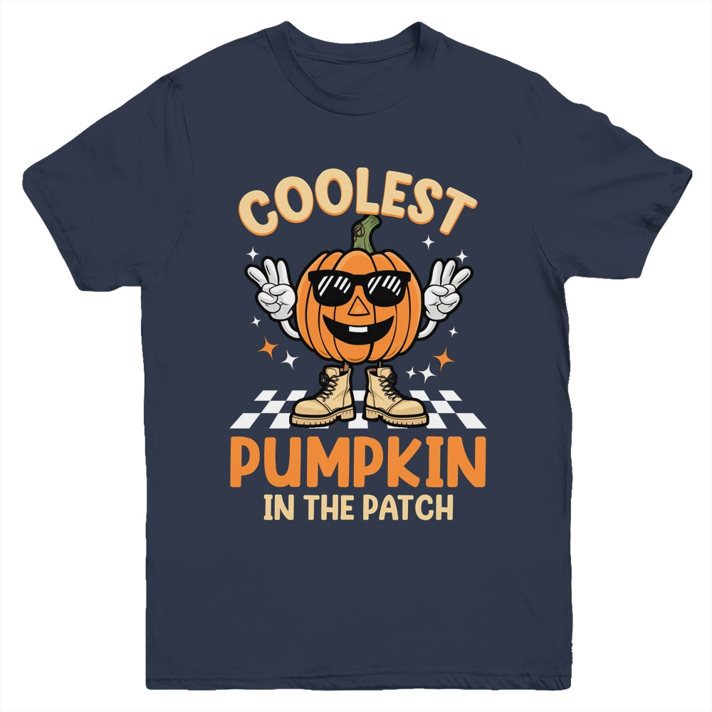 Coolest Pumpkin In The Patch Halloween Boys Girls Vintage Youth Shirt | teecentury