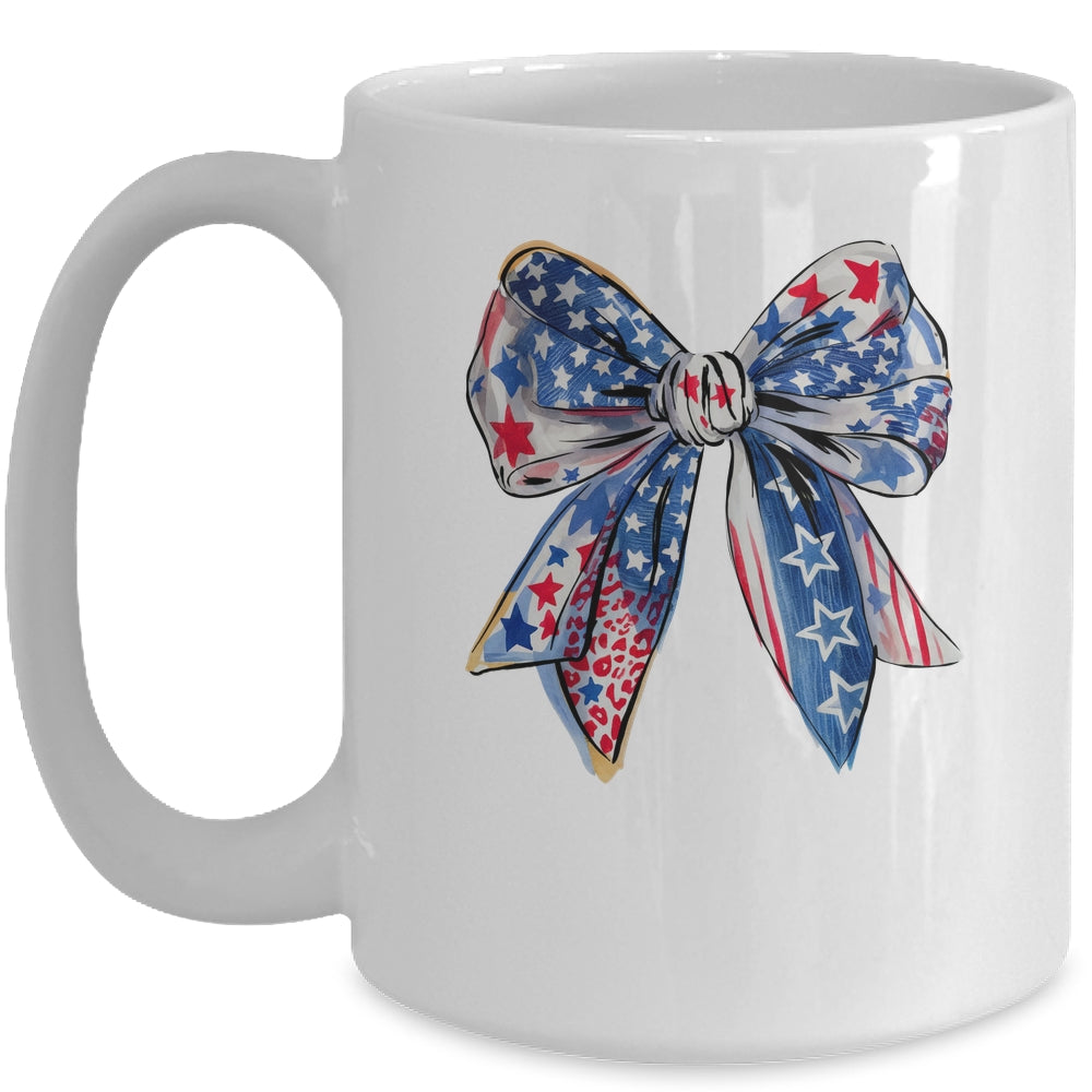 Coquette American Flag Coquette Bow Fourth Of July Freedom Mug | teecentury