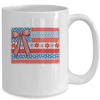 Coquette American Flag Patriotic Bow Checkered 4th Of July Mug | teecentury