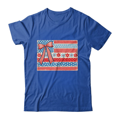 Coquette American Flag Patriotic Bow Checkered 4th Of July Shirt & Tank Top | teecentury