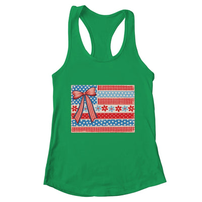 Coquette American Flag Patriotic Bow Checkered 4th Of July Shirt & Tank Top | teecentury