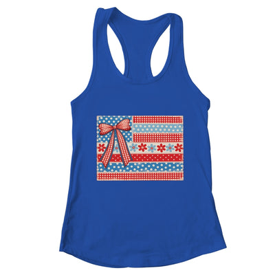 Coquette American Flag Patriotic Bow Checkered 4th Of July Shirt & Tank Top | teecentury