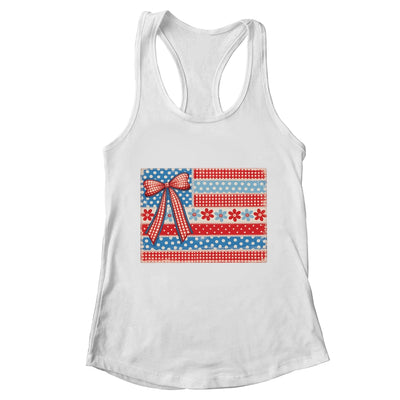 Coquette American Flag Patriotic Bow Checkered 4th Of July Shirt & Tank Top | teecentury