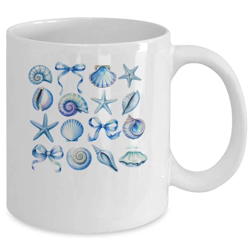Coquette Blue Bow Ocean Beach Retro Summer Women Girls Kids Mug | teecentury