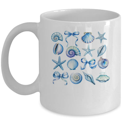 Coquette Blue Bow Ocean Beach Retro Summer Women Girls Kids Mug | teecentury