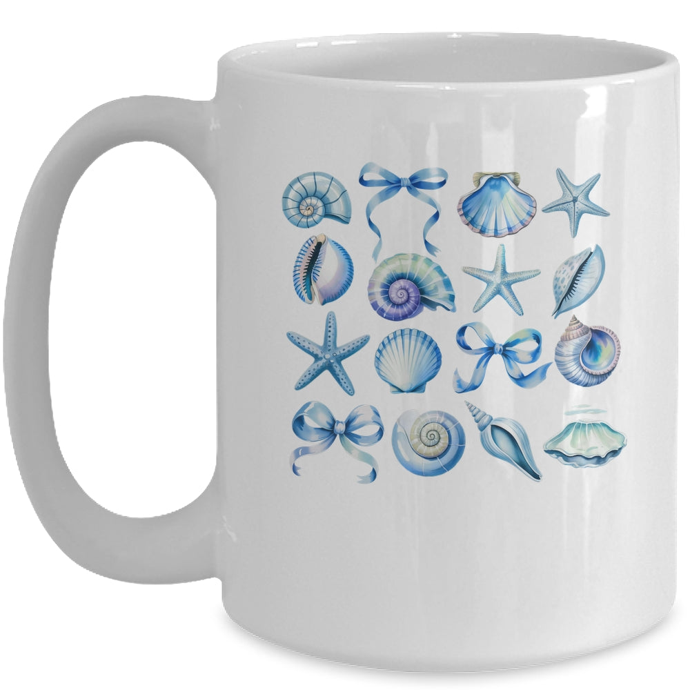 Coquette Blue Bow Ocean Beach Retro Summer Women Girls Kids Mug | teecentury