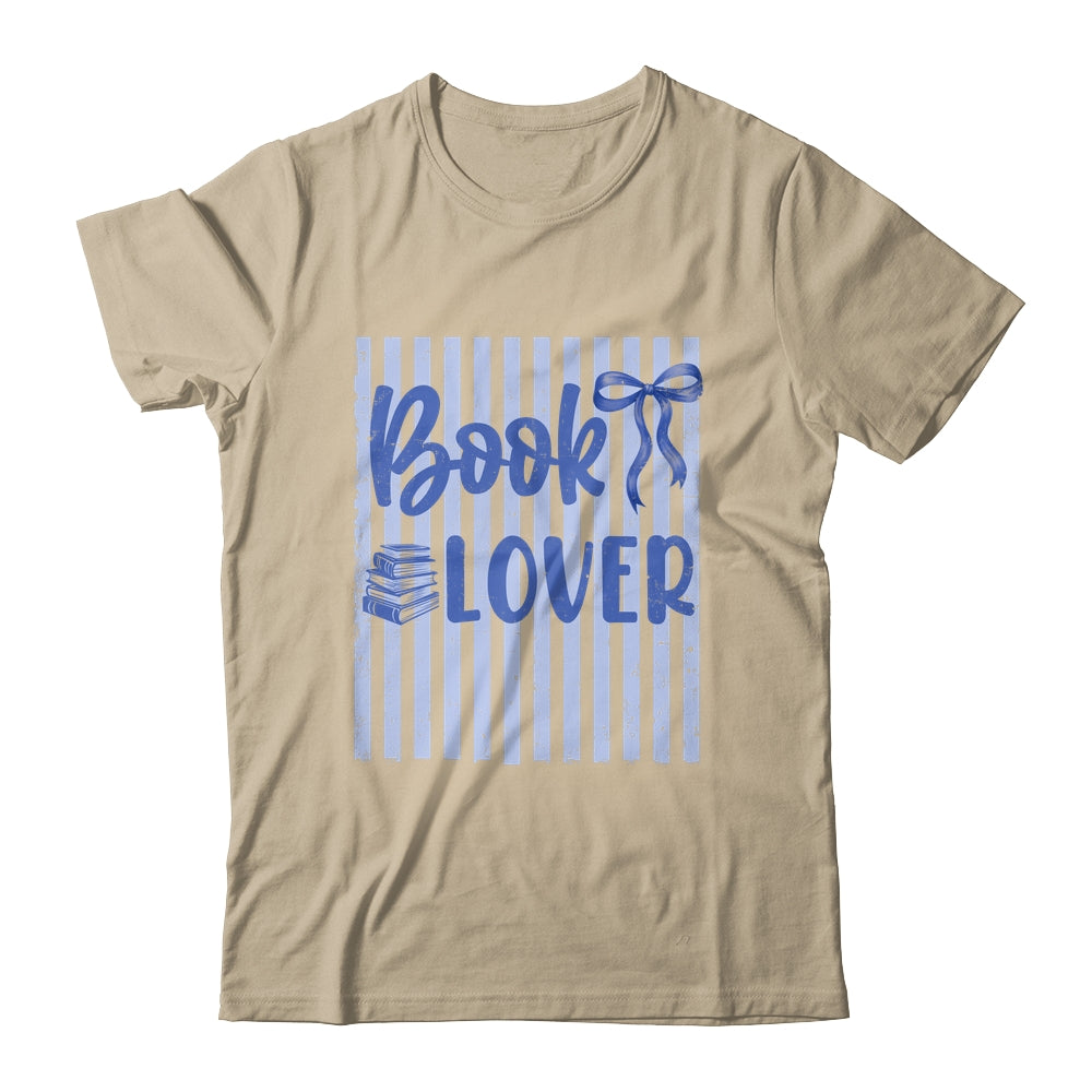 Coquette Book Lover Preppy Blue Stripes Bookworm Reading Shirt & Tank Top | teecentury