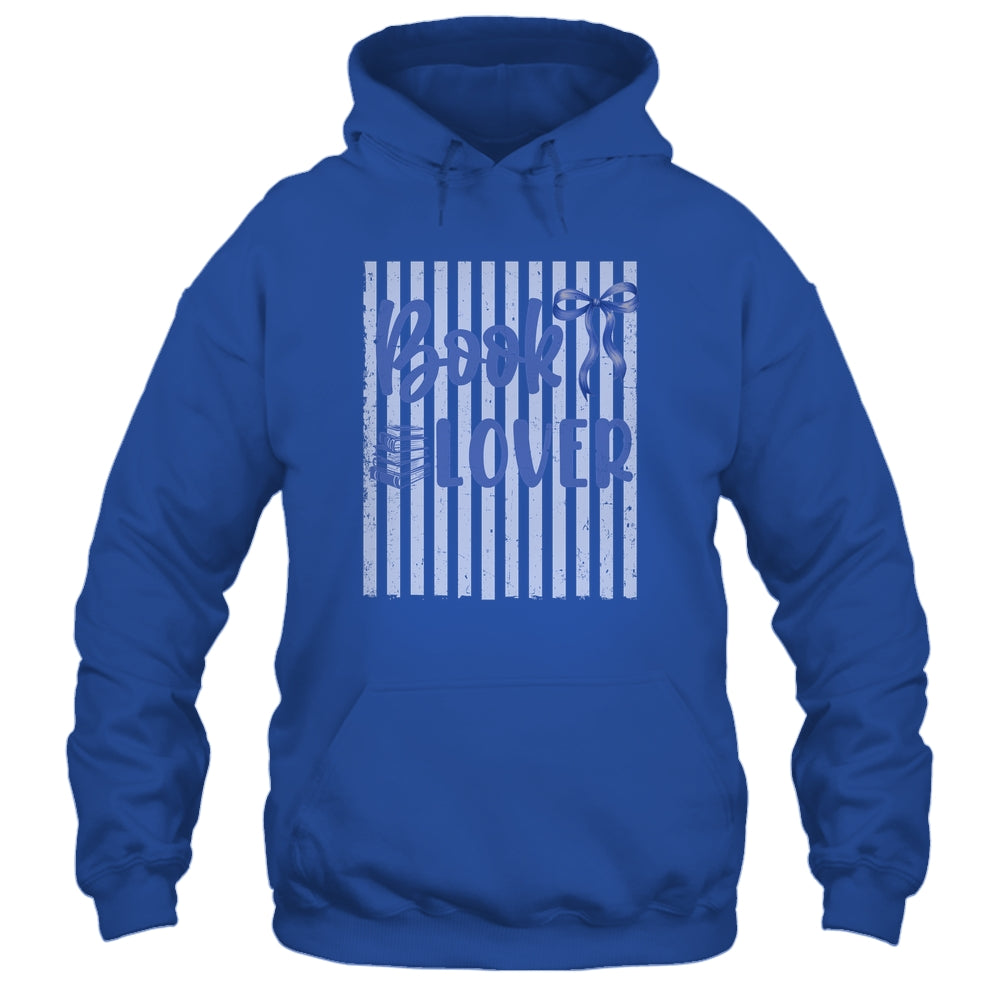 Coquette Book Lover Preppy Blue Stripes Bookworm Reading Shirt & Tank Top | teecentury