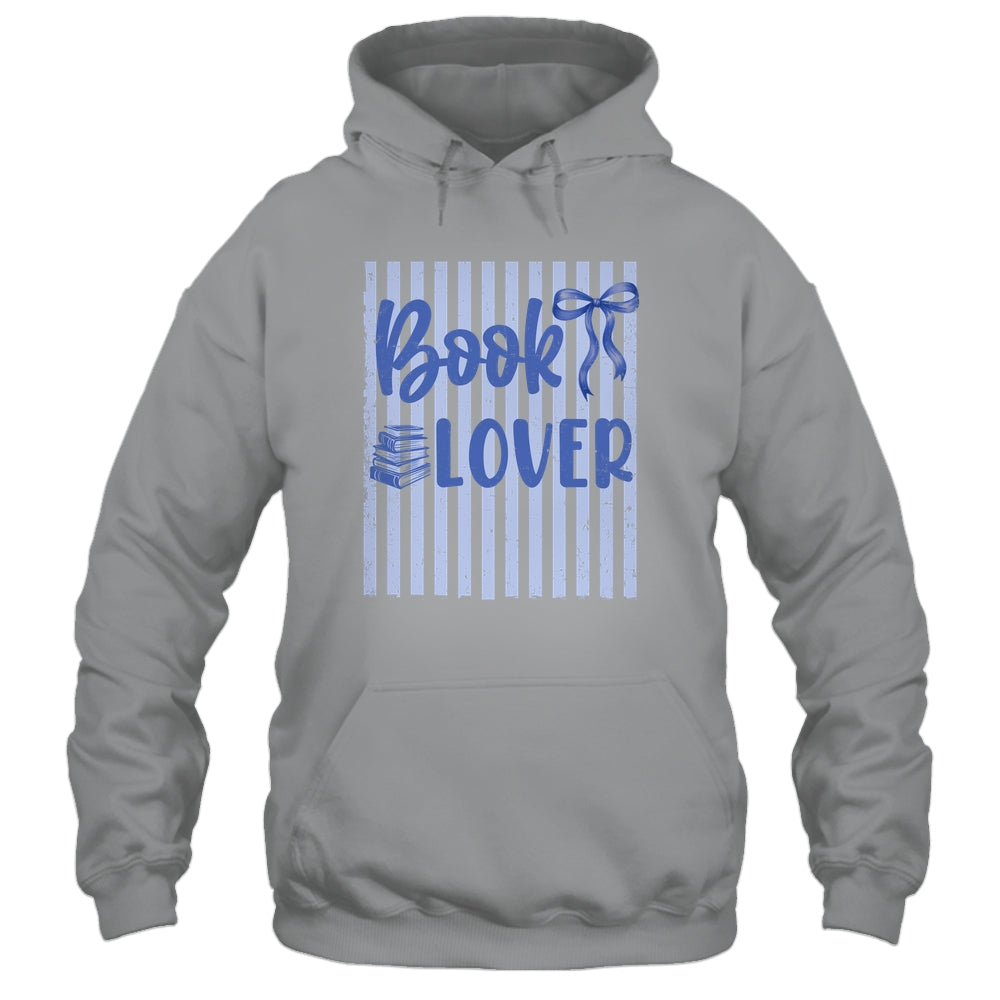 Coquette Book Lover Preppy Blue Stripes Bookworm Reading Shirt & Tank Top | teecentury