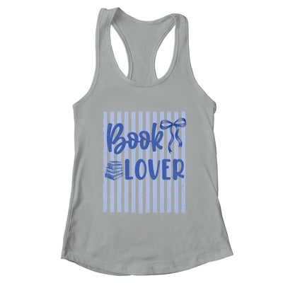 Coquette Book Lover Preppy Blue Stripes Bookworm Reading Shirt & Tank Top | teecentury