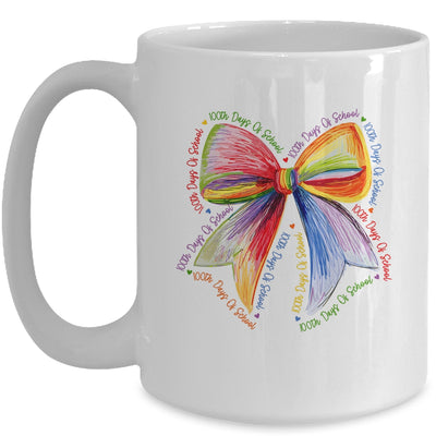 Coquette Bow 100 Days Of School Colorful School Teacher Mug | teecentury