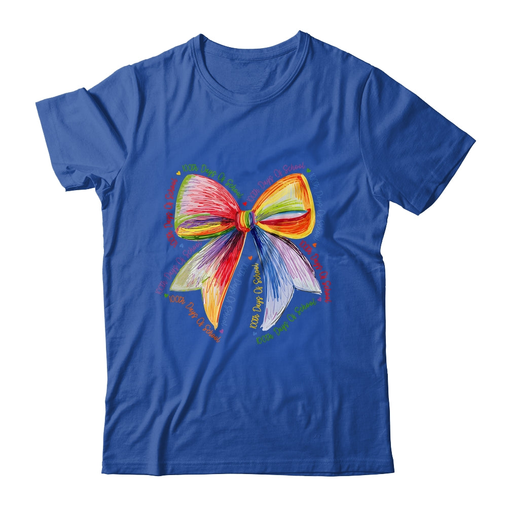 Coquette Bow 100 Days Of School Colorful School Teacher Shirt & Hoodie | teecentury
