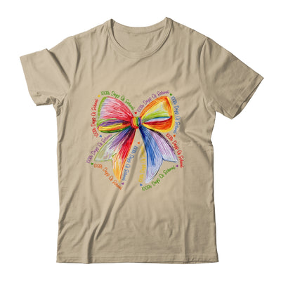 Coquette Bow 100 Days Of School Colorful School Teacher Shirt & Hoodie | teecentury