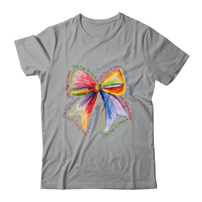 Coquette Bow 100 Days Of School Colorful School Teacher Shirt & Hoodie | teecentury