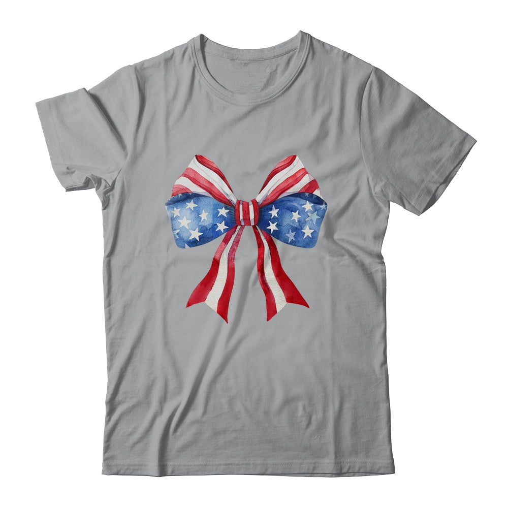 Coquette Bow 4th Of July America Flag Independence Day Shirt & Tank Top | teecentury