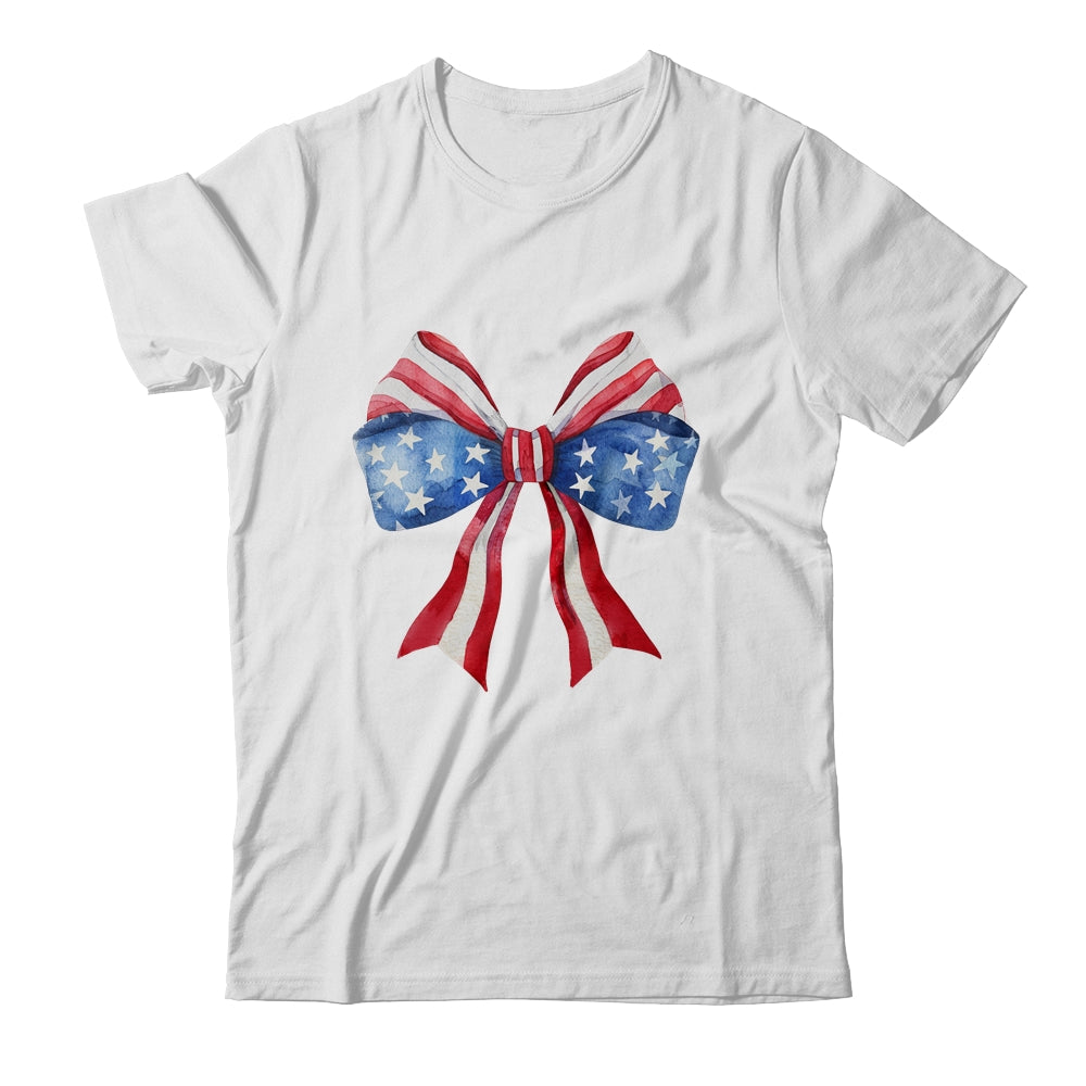 Coquette Bow 4th Of July America Flag Independence Day Shirt & Tank Top | teecentury