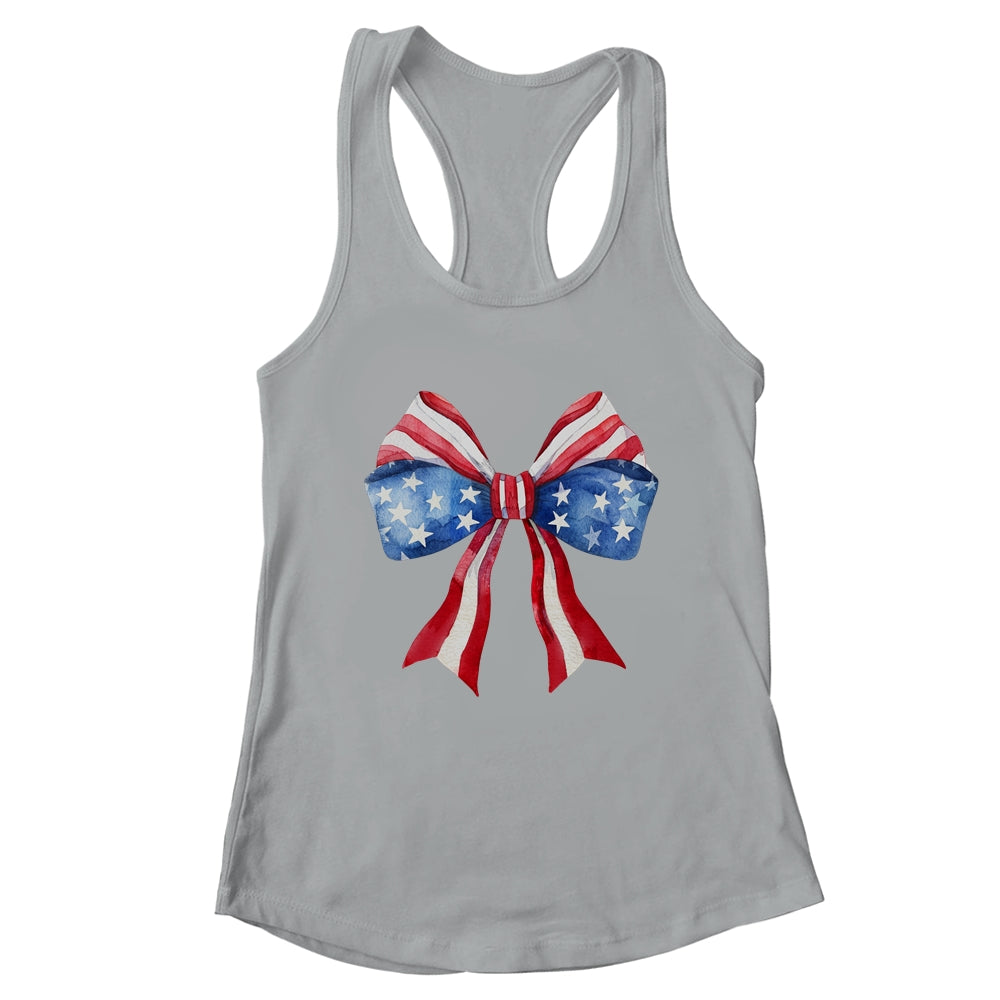 Coquette Bow 4th Of July America Flag Independence Day Shirt & Tank Top | teecentury
