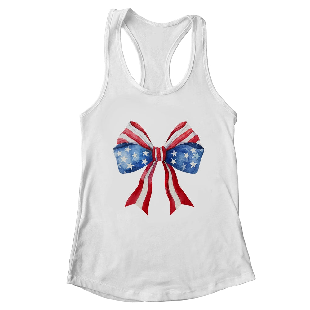 Coquette Bow 4th Of July America Flag Independence Day Shirt & Tank Top | teecentury