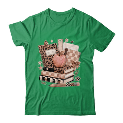 Coquette Bow Back To School Teacher Retro Checkered Leopard Shirt & Hoodie | teecentury