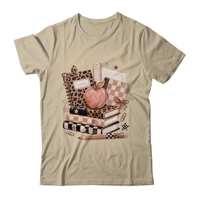 Coquette Bow Back To School Teacher Retro Checkered Leopard Shirt & Hoodie | teecentury
