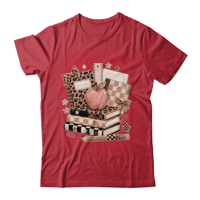 Coquette Bow Back To School Teacher Retro Checkered Leopard Shirt & Hoodie | teecentury