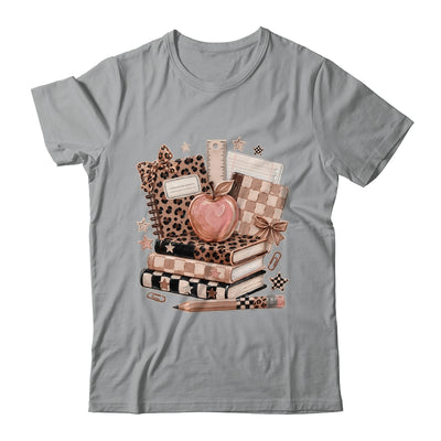 Coquette Bow Back To School Teacher Retro Checkered Leopard Shirt & Hoodie | teecentury