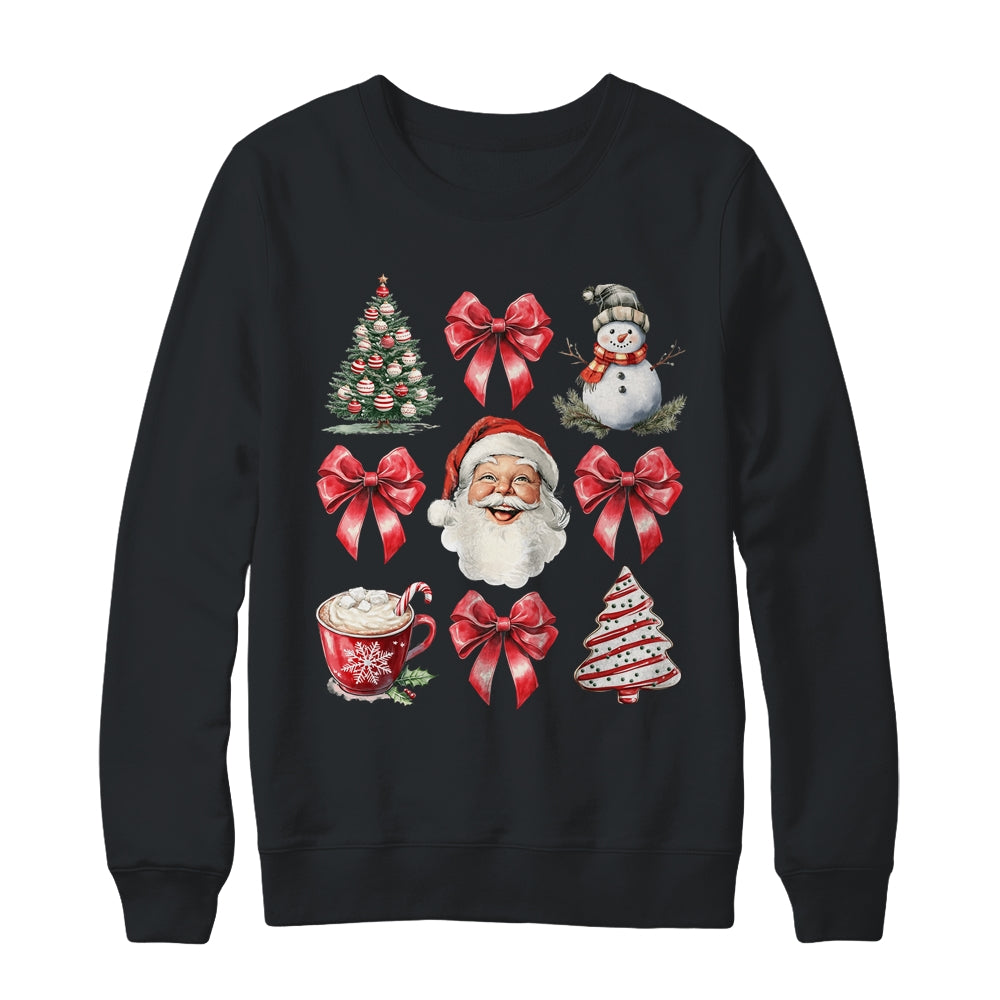 Coquette Bow Christmas Tree Retro Holidays Santa Xmas Girls Shirt & Sweatshirt | teecentury