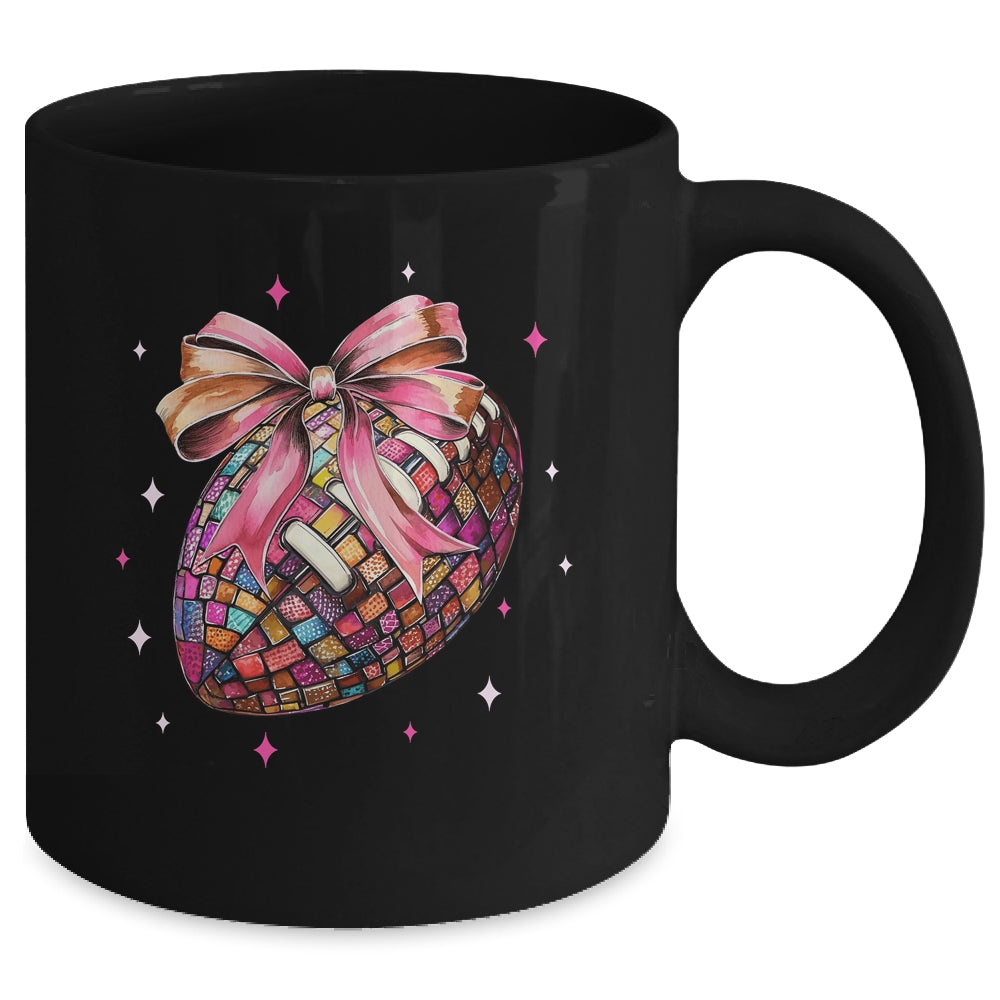 Coquette Bow Disco Funny Football Game Day Touchdown Season Mug | teecentury
