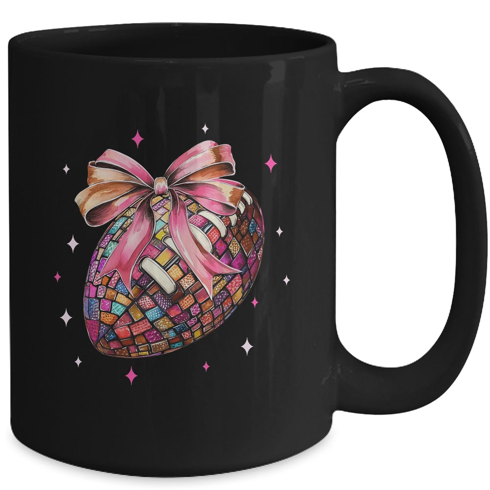 Coquette Bow Disco Funny Football Game Day Touchdown Season Mug | teecentury