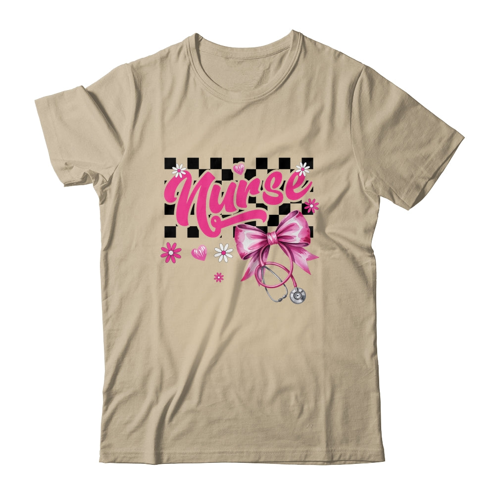 Coquette Bow Floral Nurse Life Stethoscope Nursing School Shirt & Tank Top | teecentury