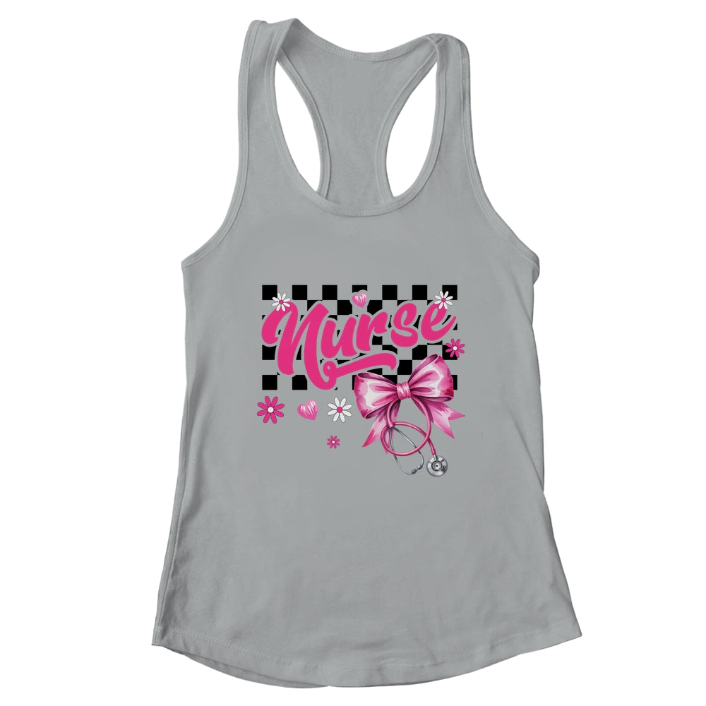 Coquette Bow Floral Nurse Life Stethoscope Nursing School Shirt & Tank Top | teecentury