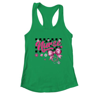 Coquette Bow Floral Nurse Life Stethoscope Nursing School Shirt & Tank Top | teecentury