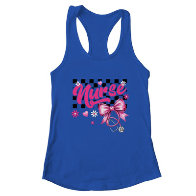 Coquette Bow Floral Nurse Life Stethoscope Nursing School Shirt & Tank Top | teecentury
